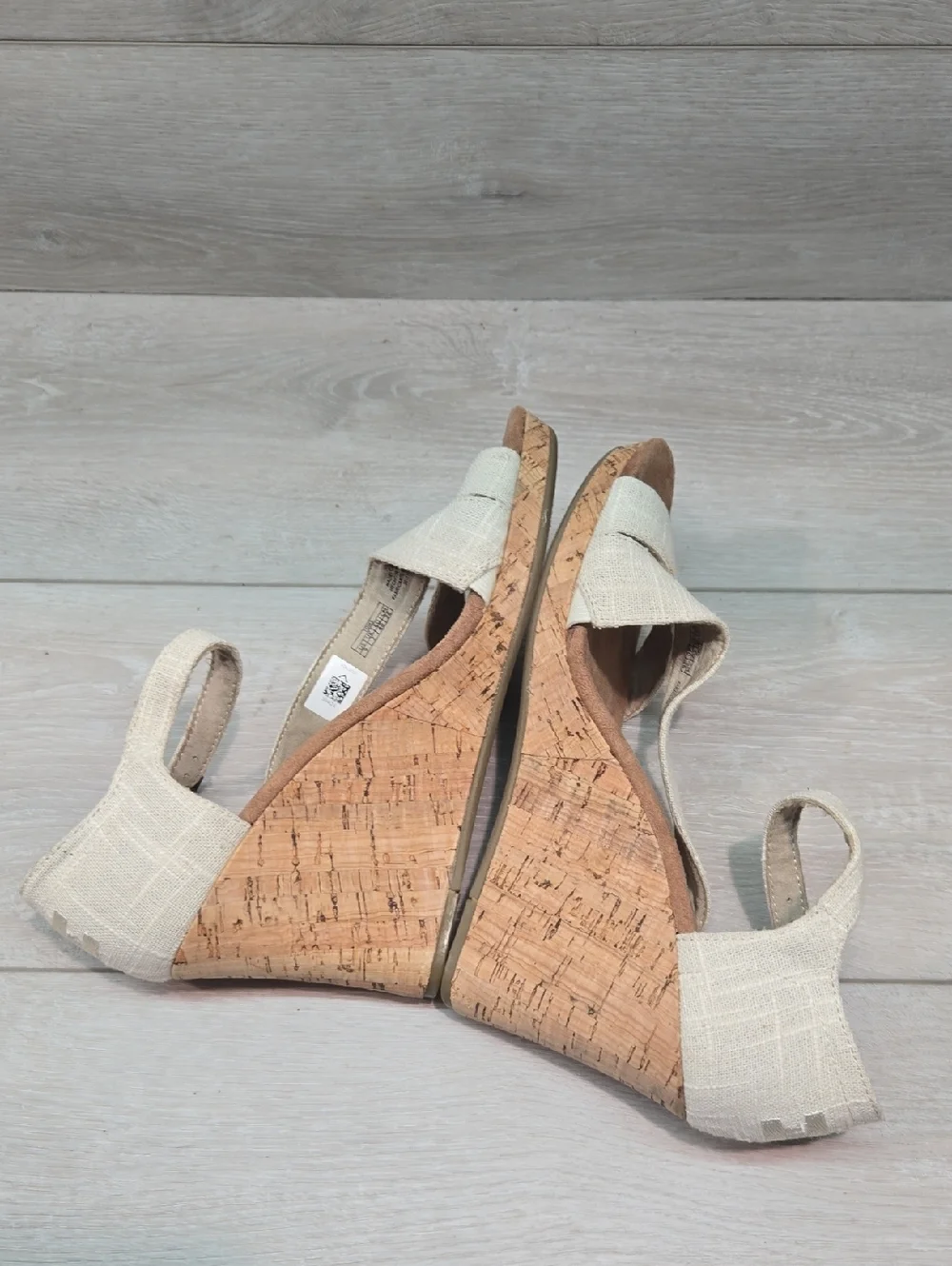 Toms Women Cork Wedge Sandals  Ankle Strap in Natural Shoes Sz 9